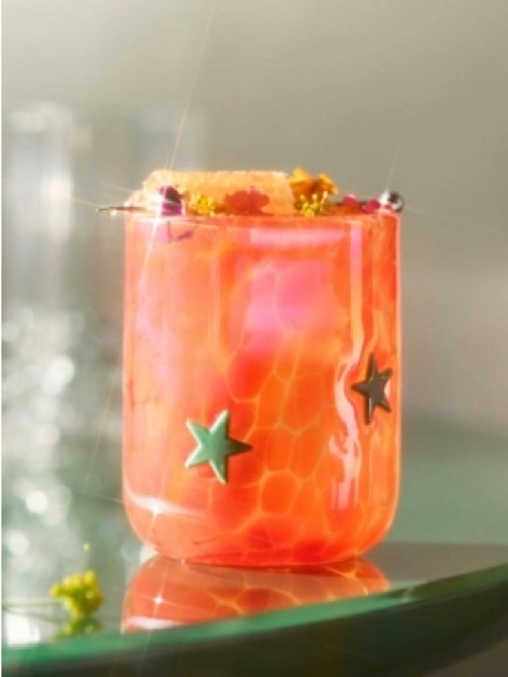 ❤️ NWT Anthropologie Vibrant Orange Star Juice Glass
